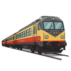 Obraz premium Vintage passenger train illustration offers a nostalgic journey of classic travel and transportation history