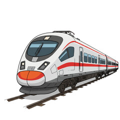 Naklejka premium Modern high speed passenger train illustration offers fast and efficient transportation solution icon
