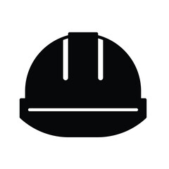 Black Construction Helmet Icon for Safety and Work Projects