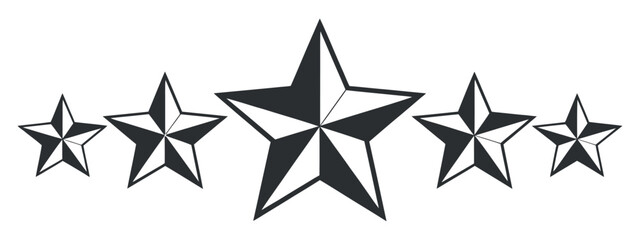 Five-Pointed Star Array: A Celestial Arrangement of Geometric Shapes, Ideal for Emblems, Logos, and Decorative Designs with a Modern Aesthetic