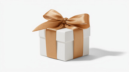 White Gift Box With Golden Ribbon
