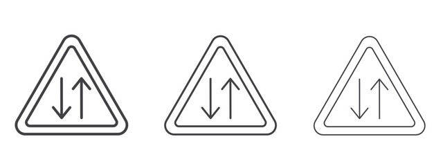 Two way traffic signs - editable stroke vector illustration