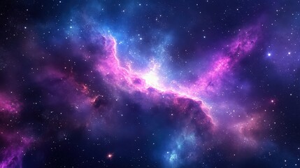 Obraz premium Vibrant Cosmic Scene: A Stunning Blend of Pink and Blue Nebula in Space