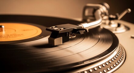 Vintage Vinyl: A Nostalgic Look at a Classic Turntable in Action Showing off Music