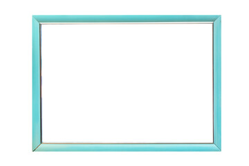 Blue wooden rectangular picture frame isolated on a white background
