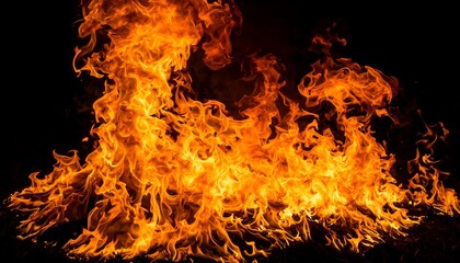 Fototapeta premium Fiery flames against a dark background (6)