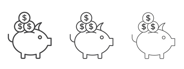 Piggy bank - editable stroke vector illustration