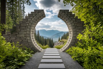A Serene Stone Circle Gateway to a Mountain Vista