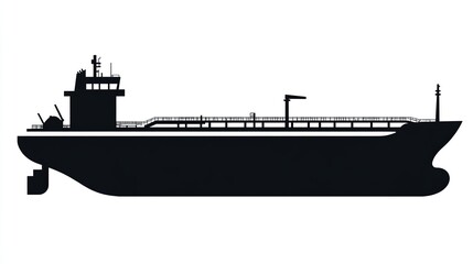 Obraz premium A single vector icon of a tanker ship, bold black outline, flat colors, no gradient, simple and modern style, white background, high contrast -png