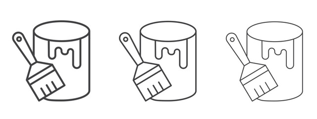 Paint bucket and paint brush icon - editable stroke vector illustration