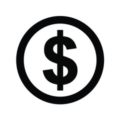 Obraz premium Black dollar sign inside a circle isolated on white background