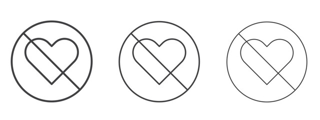 No love signs - editable stroke vector illustration