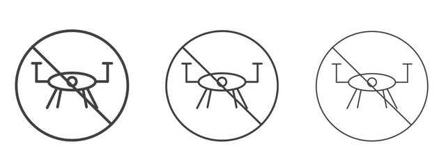No fly drones signs - editable stroke vector illustration