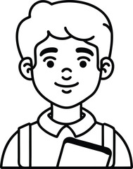 Obraz premium student avatar flat vector line art white background gentle gaze