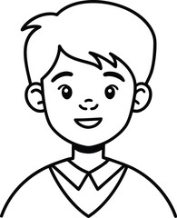 Obraz premium student avatar flat vector line art white background looking left side