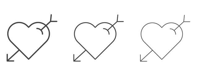 Heart with arrow icon - editable stroke vector illustration