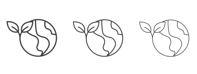 Green earth planet icon - editable stroke vector illustration