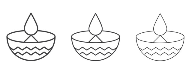 Diya icon - editable stroke vector illustration