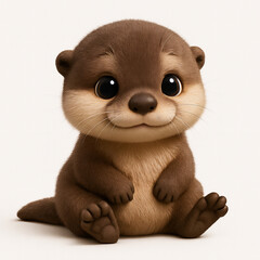 Fototapeta premium Cute baby otter cartoon 3D image