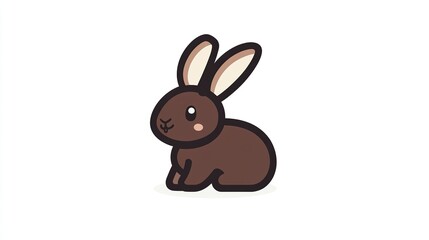 Obraz premium A single vector icon of a chocolate bunny, bold black outline, flat colors, no gradient, simple and modern style, white background, high contrast png