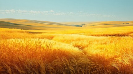 Obraz premium golden wheat field and sunny day, no logos, no brands