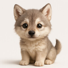 Obraz premium Cute baby wolf cartoon 3D image