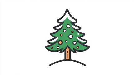 Fototapeta premium Christmas tree icon with colorful ornaments on transparent background