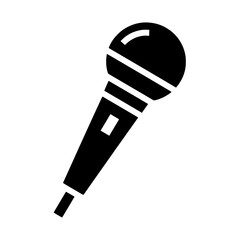 Simple graphic of a microphone, perfect for representing audio and music.