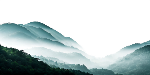 Misty mountain panorama isolated on a transparent background.PNG
