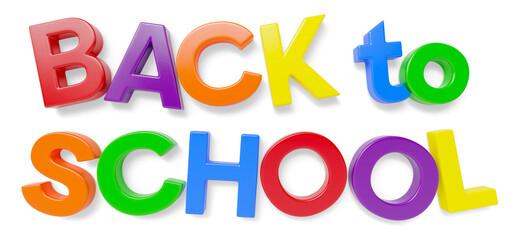 Plastic Magnetic Letters Spelling The Phrase Back to School with Drop Shadow on a Transparent Background. Transparent PNG.