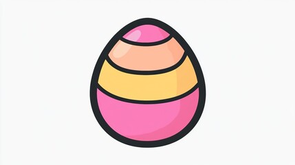 A single vector icon of an Easter egg, bold black outline, flat colors, no gradient, simple and modern style, white background, high contrast - png