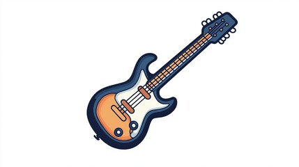A single vector icon of an electric guitar, bold black outline, flat colors, no gradient, simple and modern style, white background, high contrast  png