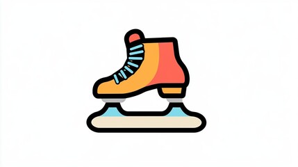 A single vector icon of an ice skate, bold black outline, flat colors, no gradient, simple and modern style, white background, high contrast png