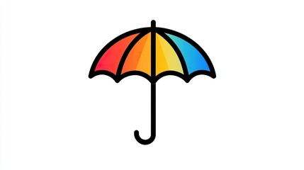 A single vector icon of an umbrella, bold black outline, flat colors, no gradient, simple and modern style, white background, high contrast