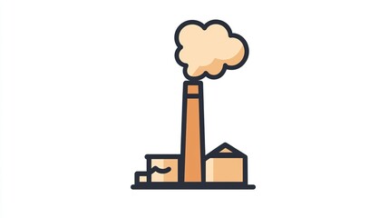 A single vector icon of chimney smoke, bold black outline, flat colors, no gradient, simple and modern style, white background, high contrast png