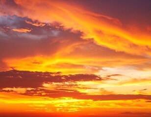 Obraz premium Fiery sunset sky ablaze with clouds