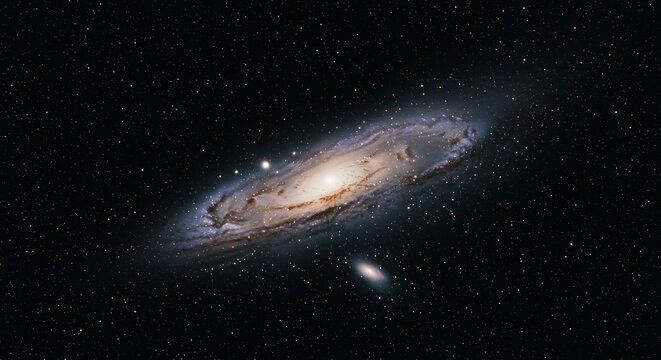 Spectacular Andromeda Galaxy view with countless stars in the deep cosmos