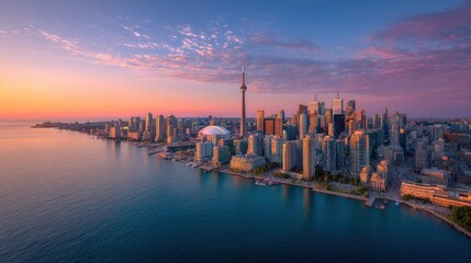 Fototapeta premium Beautiful Toronto city. skyline Aerial view photograph Toronto, Ontario, Canada., no logos, no brands