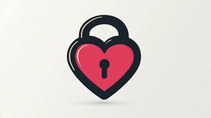 A single vector icon of a heart lock, bold black outline, flat colors, no gradient, simple and modern style, white background,