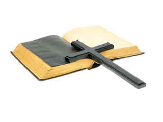 Open bible cross isolated on white isolated on a transparent background