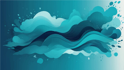 Blue abstract background with water splash and bubbles in ocean-inspired design
