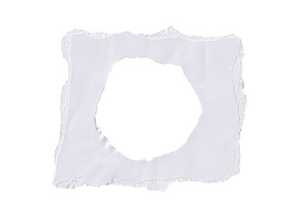 Obraz premium Torn Paper Square with Circular Hole on png Background - Isolated Distressed Element for Textures and Design Overlays