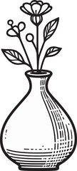 Simple Vase with Minimal flowers vector