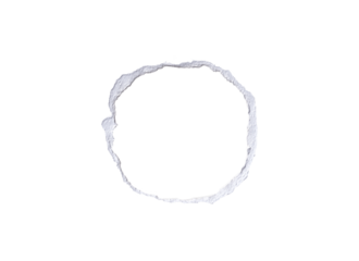 Abstract White Textured Ring round fream on png Background - Irregular Circle Shape with Rough Edges for Overlay and Design Elements, Ripped torn paper edges, 
