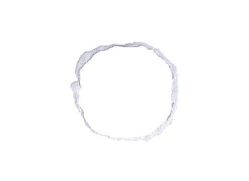Abstract White Textured Ring round fream on png Background - Irregular Circle Shape with Rough Edges for Overlay and Design Elements, Ripped torn paper edges, 