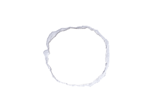 Abstract White Textured Ring round fream on png Background - Irregular Circle Shape with Rough Edges for Overlay and Design Elements, Ripped torn paper edges, 