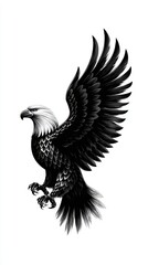 Fototapeta premium Majestic bird of prey soaring with wings spread wide against a plain background