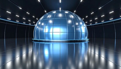 Modern, futuristic, blue sphere room