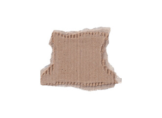 Torn Corrugated Cardboard Piece on png Background - Isolated Rustic Brown Texture for Packaging, Recycling, and Design, Brown Sticker, Old Cardboard Box,  