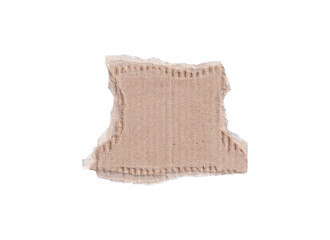 Torn Corrugated Cardboard Piece on png Background - Isolated Rustic Brown Texture for Packaging, Recycling, and Design, Brown Sticker, Old Cardboard Box,  